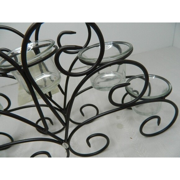 Home Elements Wire Candle Holder w/5 Glass Votives 13.25"LX 8"HX 3"W  Open Box - Picture 5 of 14